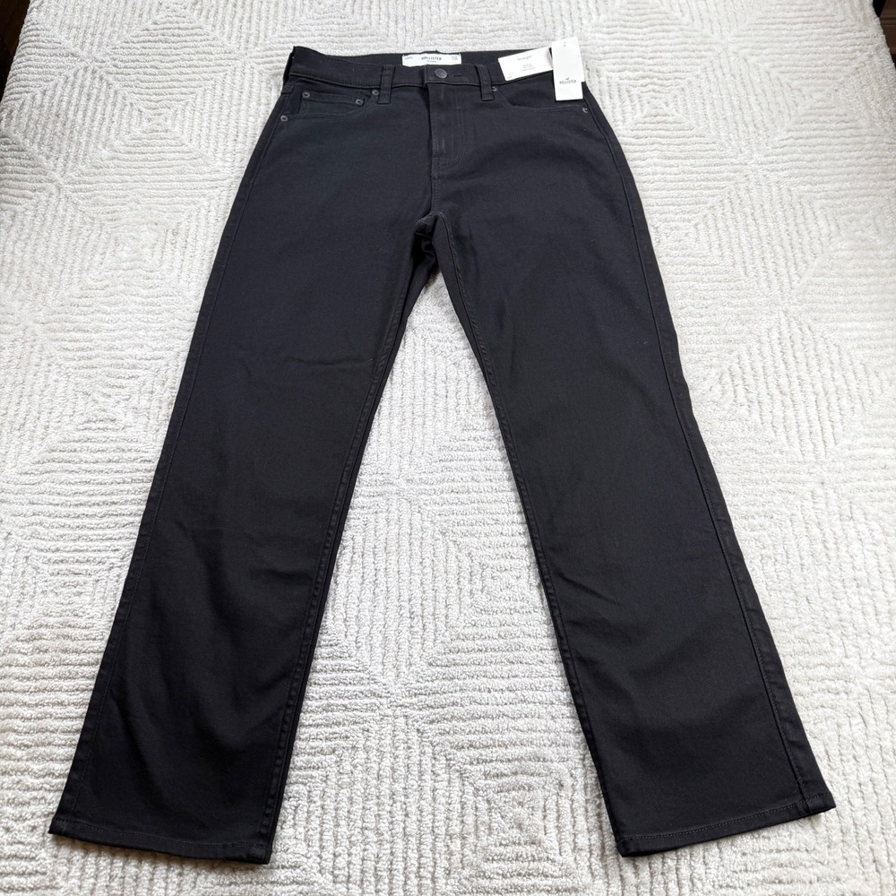 Hollister Straight Leg Jeans Mens 29x30 Black Goth Emo Skater Modern Basics NWT
